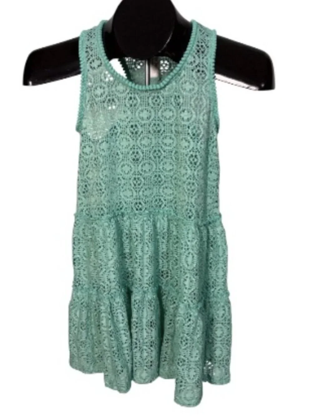 Cat & Jack Swimsuit Cover Up Girl's M 7/8 Mint Green Open Lace Racerback